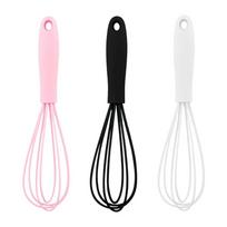 3 Pcs Premium Colorful Kitchen Mini Silicone Whisks - Mini Whisk Set Egg Beater for Stirring Cooking. white