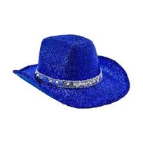 Sparkling Glitters Powder Cowboy Hats Comfortable Unisex Wide Brims Top Hat For Concerts Beach Women Men Party Headwear mėlyna