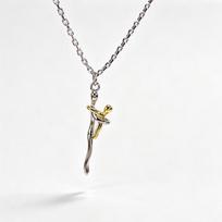 S925 Mother and Child Hug Clavicle Necklace with Baby Hug Pendant Real Gold Plating gray