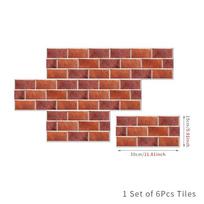 6pcs PVC Wall Stickers Self-Adhesive Peel Stick Wall Decals European Style Tile Stickers  Kitchen brown