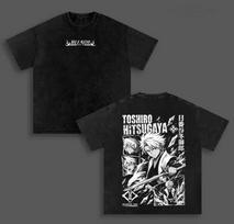 Toshiro Hitsugaya BLEACH Manga T Shirt Vintage Washed Oversized T-shirt Men Clothing Harajuku Short Sleeve 100% Cotton Tees Tops S black