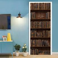 Medinės knygų lentynos durų lipdukai Spiraliniai laiptai Biblioteka Retro Literatūra Menas Knygynas Dekoras Renovacija PVC tapetų lipdukas 40x120cm