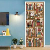 Medinės knygų lentynos durų lipdukai Spiraliniai laiptai Biblioteka Retro Literatūra Menas Knygynas Dekoras Renovacija PVC tapetų lipdukas 40x120cm