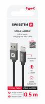 Swissten Textile USB / USB-C Data Cable 0.5m Black