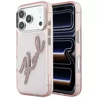 Karl Lagerfeld Case IML Big Signature Resin Metal Frame for iPhone 18 Pro Max / 17 Pro Max pink