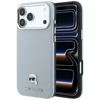 Karl Lagerfeld Case Grained Karl Head Metal MagSafe for iPhone 18 Pro Max / 17 Pro Max Gray
