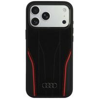 Audi Etui R8 Genuine Leather MagSafe for iPhone 18 Pro Max / 17 Pro Max black-red