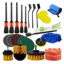 Electric Drill Car Cleaning & Polishing Brush Set, 26-Piece for Floor, Wall, and Descaling 1;26-Piece Car Cleaning Brush Set;PP black