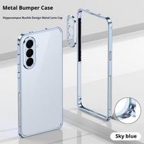 Aliuminio rėmo metalinio buferio dėklas, skirtas Samsung Galaxy A57 A37, su metaliniu objektyvo apsauginiu elementu aluminum&Case & Camera Protector&Galaxy A57 white