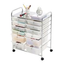 VEVOR Vežimėlis su stalčiais, Dvigubos eilės 12 stalčių laikymo organizatorius, Mobilus komunalinis vežimėlis su chromuoto plieno rėmu 38.5 x 28.5 x 13.5 cm
