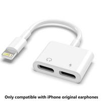 Mobiliojo garso adapterio 3,5 mm lizdo ausinių įkrovimo jungties adapterio laidas, skirtas iPhone Double flat mouth 2 in 1