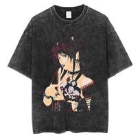 Death Note Misa Amane Rem Retro Print Vintage Washed T Shirt 2026 Summer Oversized Streetwear Anime Graphic Tee For Men Women S black