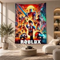 Dekoratyvinis gobelenas, Roblox spausdintas sienos menas, Lengvas sienos kabinamas elementas miegamojo fonui 180cmx200cm
