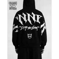 Vyriškas gotikinis Sinner raidės atspindintis džemperis su gobtuvu Streetwear Unisex džemperis su gobtuvu Y2K Punk Hip Hop laisvas megztinis viršus Naujas L white
