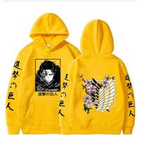 Anime Attack on Titan Dydžio Plius Hoodie Levi Grafinis Gobtuvinis Megztinis Vyrams Moterims Mados Prekės Ženklo Dizainas Puloveris Fleece Gobtuviniai Megztiniai 3XL yellow