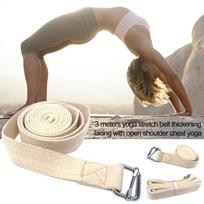 3 Meter Lyengar Yoga Stretch Belt Lengthened Natural Cotton Thickening Lacing With Open Shoulder Chest For Yoga CHINA brown