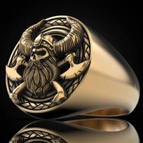 Mens Viking Skull Ring Norse Inspired Jewelry Gothic Punk Style Viking Warrior Accessory no. 13 auksas