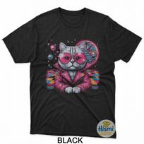 Cat Suit Disco Ball Vintage Kitten Kitty 70S Men Women T-Shirt 2XL gray