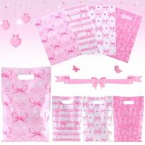 50Pcs New Pink Bow Gift Bag Baby Shower Supplies Birthday Party Candy Bags Jewelry Bag Gift Bags For Girls Bridal Engagement 16.5x25cm pink