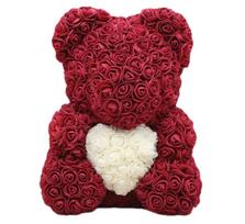 Preserved Rose Bear Valentine's Day Gift - Foam Hugging Flower Bear 25cm Bear OPP Bag brown