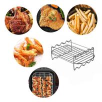 Stainless Steel Air Fryers Grill Rack Set Includes 4 Skewers for Chicken Wing Practical Barbecue Accessories 1 orange