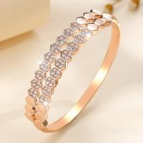 Honeycomb Jewelry Double Row Hexagon Light Luxury Bracelet Fashionable and Versatile 21CM beige