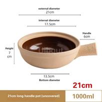 Vienrankis senamadiškas molinis puodas Komercinis aukštai temperatūrai atsparus smėlio puodas Honkongo stiliaus Mažas puodelis ryžiams Troškinys beige