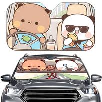 Cute D-Dudu Bubu Windshield Sunshade Car Window Windscreen Cover Sun Shade Auto Sun Visor Car-covers Car Solar Protection 130x70cm beige