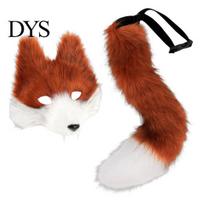 Realistic Masque Therian And Tail Set, Halloween Cat Fox Cosplay Costume, Funny Party Faux Fur Plush Animal Accessories for Masquerade Costume B ruda