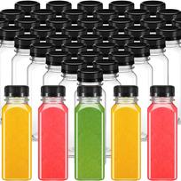 Plastic Juice Bottles with Caps Drink Containers Bulk Empty Reusable Clear Bottles PET Plastic Bottles for Milk Juice Smoothie 12PCS 250ml white