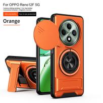 For Oppo Reno12 F Case OPPO Reno 12F 12 FS Cover Phone Case Magsafe Magnetic Fold Holder Military Armor Camera Protection Cover OPPO Reno12 F 4G orange