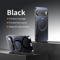 Prabangus 360° besisukantis magnetinis laikiklis telefono dėklas Google Pixel 10 Pro XL 9A 9 8 8A 7A, atsparus smūgiams stovas Magsafe dangteliui Google Pixel 9 Pro XL juoda