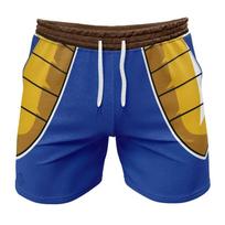 Dragon Ball Z Vegeta Armor Shorts, Saiyan Battle Suit Cosplay Blue Yellow Casual Anime Fan Bottoms  Summer men's beach shorts 6XL blue