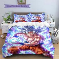 Goku Patterned Pillowcase & Duvet Cover Set Anime Character Decor Bedding for Bedroom Use Premium Present for Fans.-TING 140*200cm/55x79in Single/Twin 3pcs gray