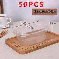 50/25Pcs Dessert Container Graham Cake Mango Float Clear Oval Container For Mousse Cake Pudding 500M 50pcs
