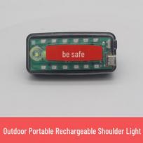 Multifunctional Rechargeable LED Shoulder Light - Red/Blue Strobe, Waterproof, Clip-On for Security and Night Patrol. Custom Text (Add your text) black