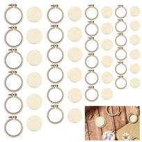 24Pcs Mini Embroidery Hoop 4 Sizes Wooden Hoop Cross Stitch Frame DIY Hand Earring Pendant Crafts Embroidery Circle Sewing Kit white
