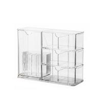 Plastic Cosmetic Storage Box Transparent Dust-Proof Cosmetic Display Case Large Capacity with Drawers Lipstick Rack Bathroom skaidri