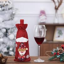 Festive Burlap Snowman Wine Bottle Cover - Christmas Table Decor gray