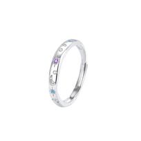 Tichia Star & Moon S925 Sterling Silver Adjustable Unisex Couple Rings - Original Niche Design Open Adjustable white