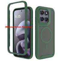 Shockproof Armor Skin Feel Matte Magnetic Phone Case For Motorola Moto G67 G77 Soft TPU Frame Translucent Acrylic Back Cover For Moto G67 or G77 žalia