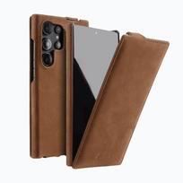 Melkco Rankų darbo Karvės Odos Dėklas Samsung Galaxy S26 Ultra S26+ Plus 5G Belaidžio Įkrovimo Premium Vertikalus Atverčiamas Dangtelis Galaxy S26 gray