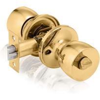 Polished Brass Privacy Knob Set, Tulip Design Door Lock for Interior Doors with Turn Locking Mechanism