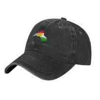 Kurdistan Map Unisex Style Baseball Cap  Distressed Denim Washed Caps Hat Vintage Outdoor Summer Gift Snapback Hat Adjustable gray