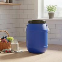 Fermentacijos kibiras Storas kibiras vynuogių pagrindo gėrimų gamybai su dangčiu Maistinio plastiko sandarus būgnas skirtas Extra Thick gray