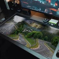 Nurburgring pelės kilimėlis Didelė žaidimų stalo pagalvėlė Neslystantis nešiojamojo kompiuterio planšetinio kompiuterio Didelis pelės kilimėlis XXL kilimėlis Mini PC žaidimų kilimėlis su užrakinamu kraštu_xia 30cmx60cm(11.8x23.6inch) gray
