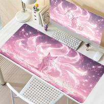 Pink Fox Mouse Mat Anime Mythical Style Mousepad Natural Rubber Gaming Table Pad Extended Nonslip Office Computer Mouse Desk Mat 30cmx60cm pink