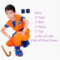 Ryškus Vaikų Suaugusiųjų Anime Dragon Ball Z Goku Cosplay Kostiumų Rinkinys Karnavalui 6pcs/Set,M(125-140cm) orange