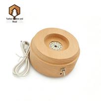 Solid Wood Rotating Crystal Ball Music Box & Cartoon Luminous Ornament beige