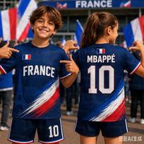 2026 Specialus Mbappé 10 Futbolo Marškinėlių Šortų Rinkinys Harajuku PRANCŪZIJOS Gerbėjų Marškinėlių Šortų Rinkinys Vaikams Sportinis Kostiumas 2 Dalių Rinkinys 140 brown